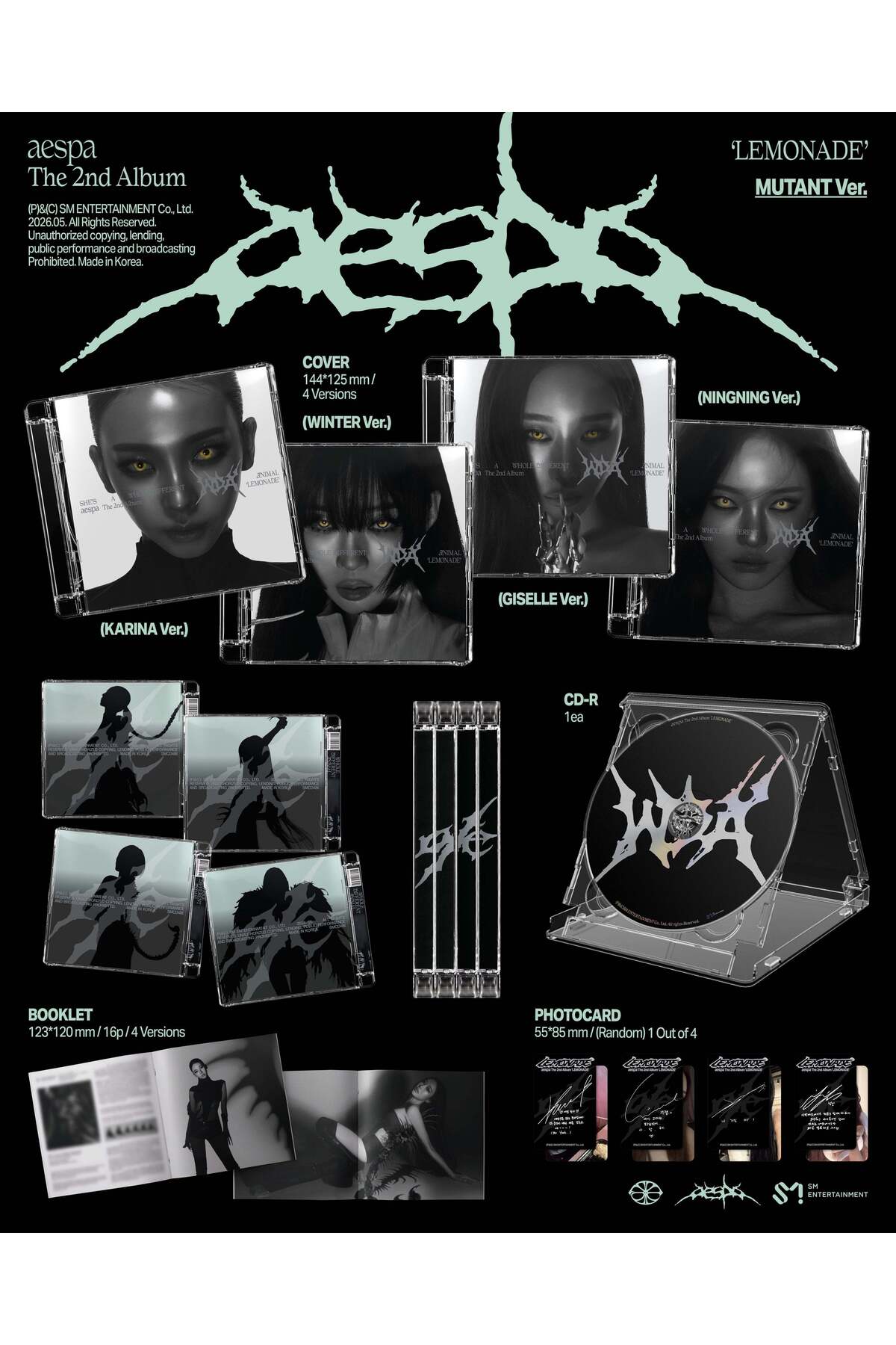 Aespa - 2nd Album [LEMONADE] MUTANT Ver. (RANDOM)
